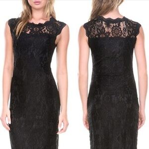 Elegant Black Lace Midi Dress